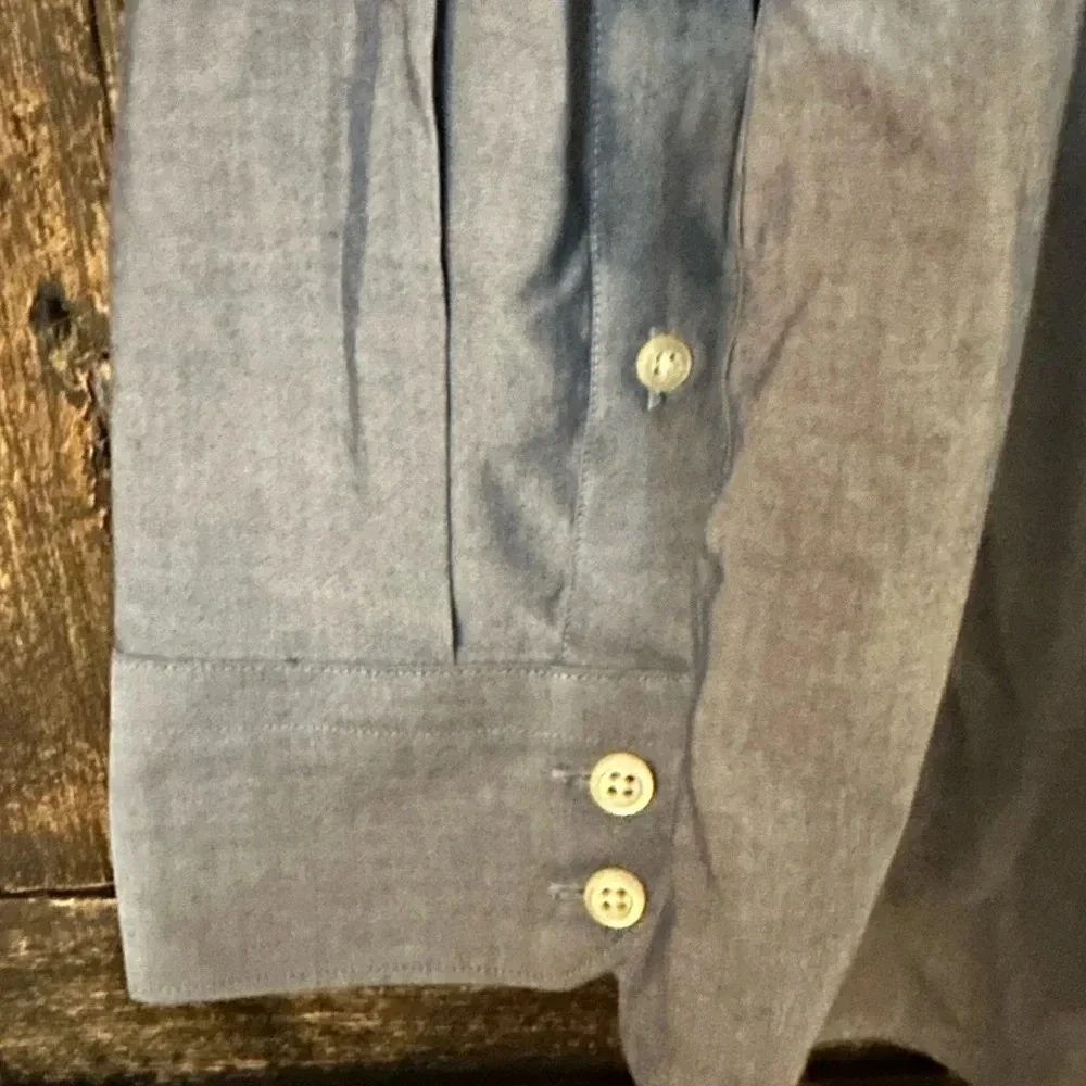 Banana Republic Non-Iron Tailored Slim Fit Long Sleeve Dress Shirt Size M Blue